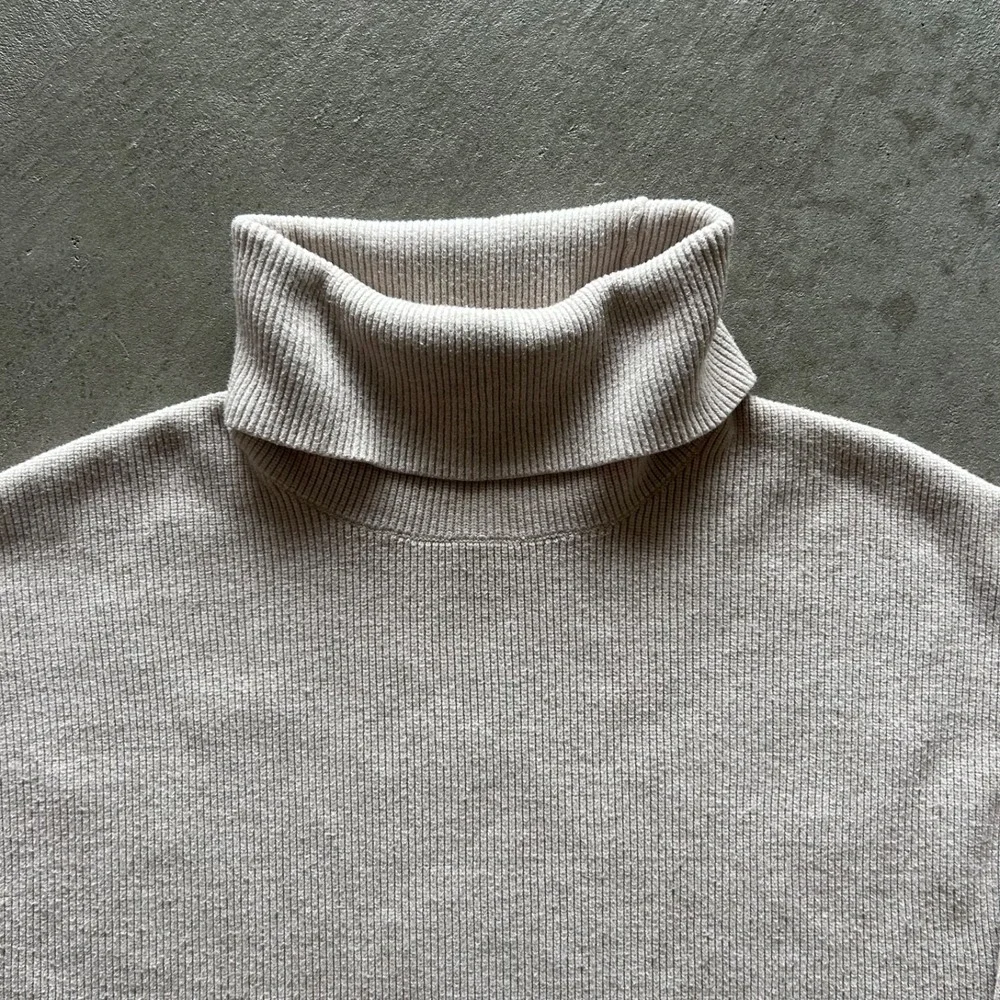 Free People Flawless Turtleneck Sweater Women's Medium Tan Ribbed Knit Pullover